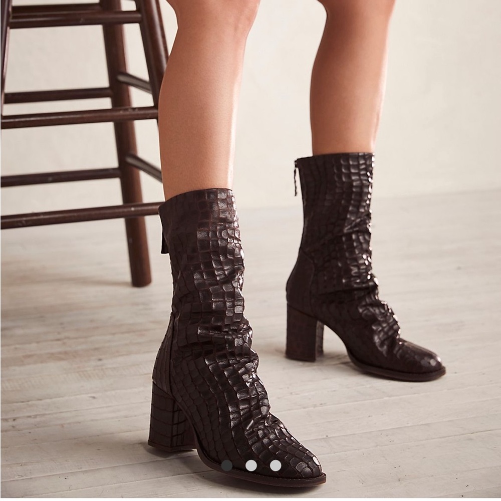 Brown snake skin free people boots